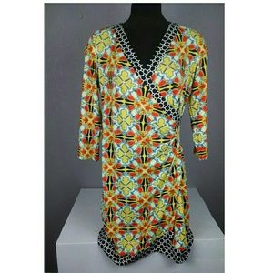 J McLaughlin For Dillards Dress Geo. Faux wrap